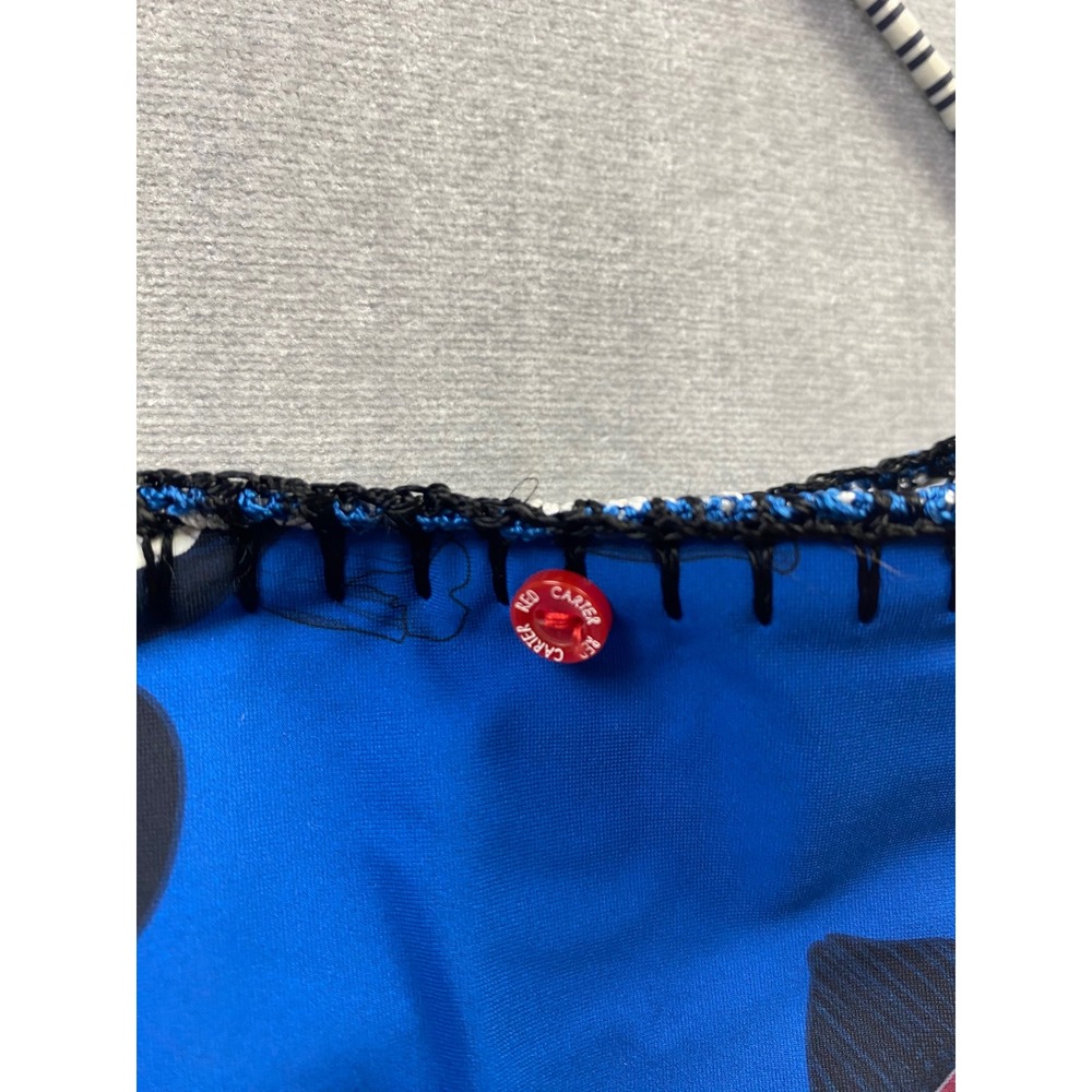 Red Carter Blue Floral Striped Reversible Bikini Set Off Shoulder Lace Up Two Pc - Picture 4 of 4